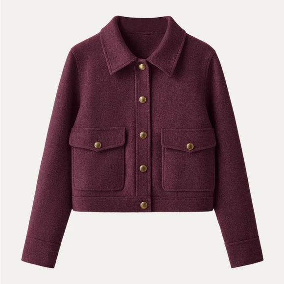 OGL Jackets & Blazers - OGL CashSoft Point Collar Cargo Short Jacket – Plum Berry | Size L
